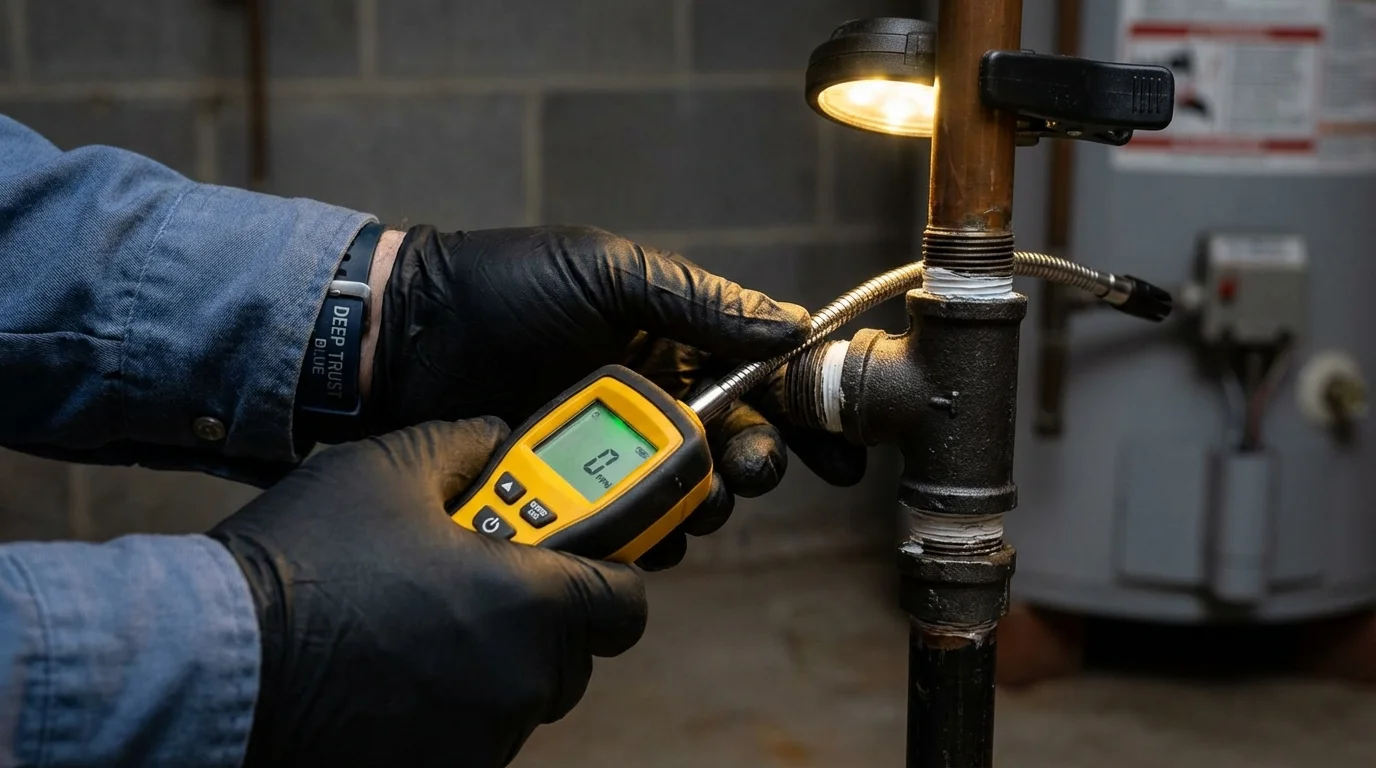 Gas leak detection with electronic sniffer by Johns Plumbing LLC in Riverton