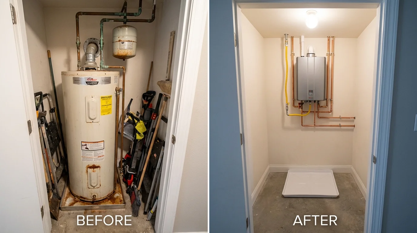 Tank water heater versus wall-mounted tankless unit comparison for Riverton, WY homeowners